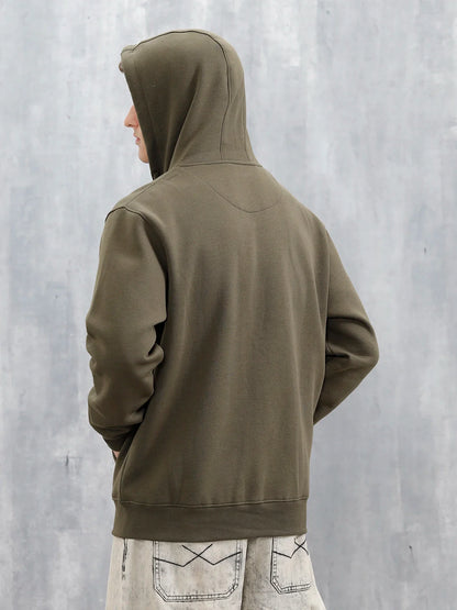 All-Day Casual Comfort Fit Hooded Sweatshirt | Olive