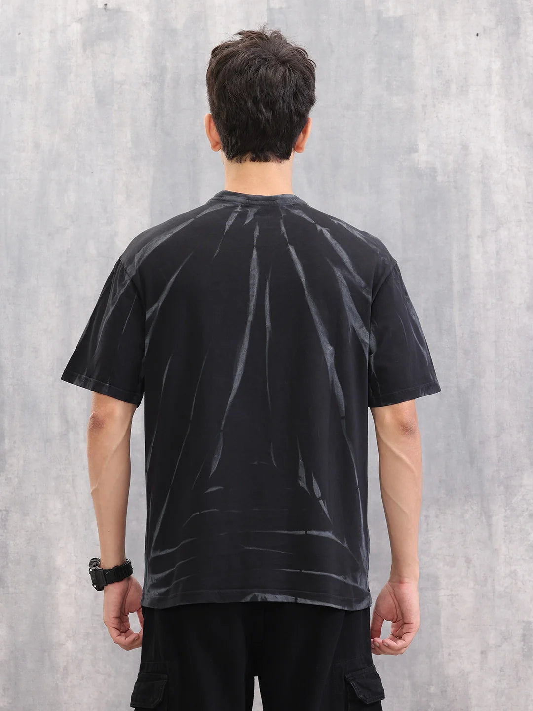 Grunge Look Oversized Fit T-shirt With Hd Logo Print | Black