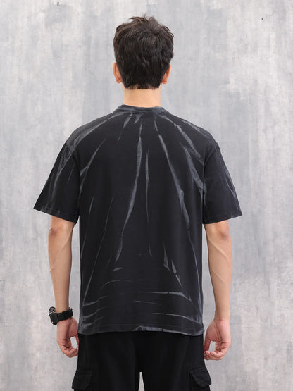 Grunge Look Oversized Fit T-shirt With Hd Logo Print | Black