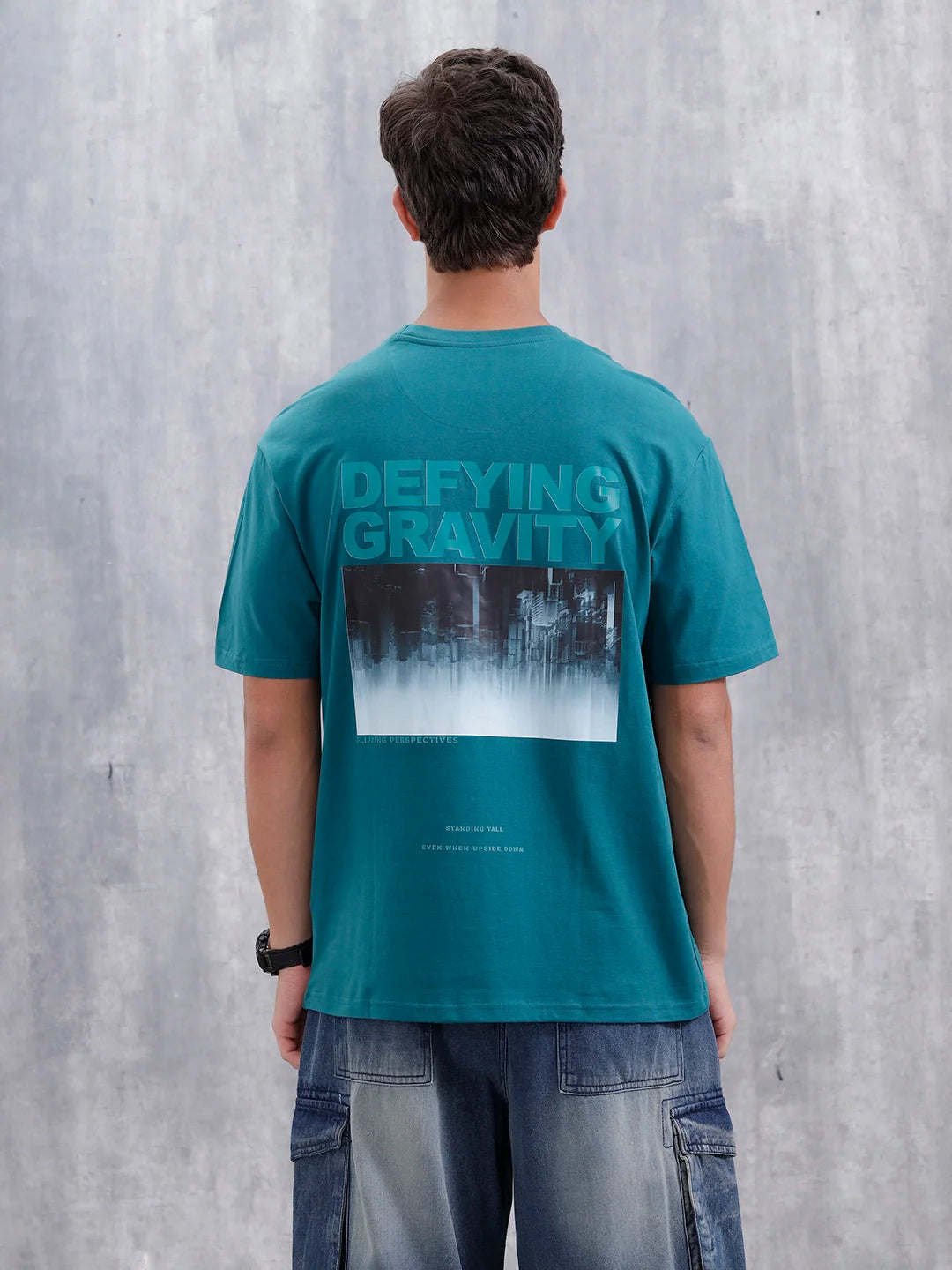 Casual Men Oversized Fit Tee With Graphic | Green