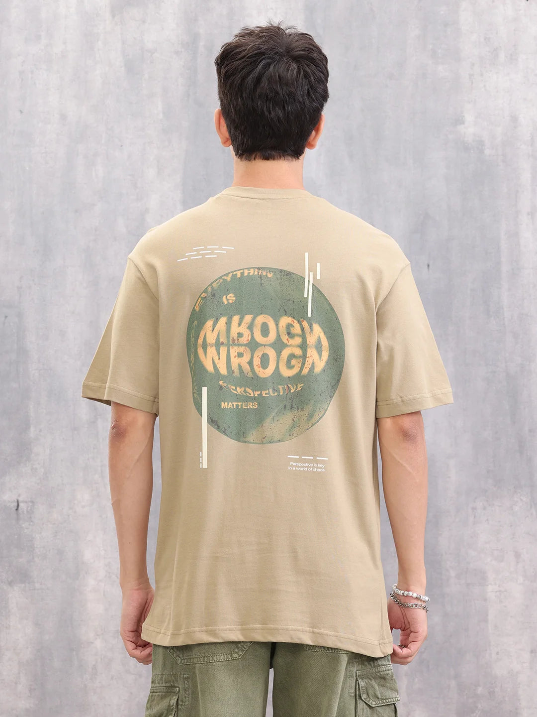 Graphic Printed Oversized Fit T-shirt | Khaki