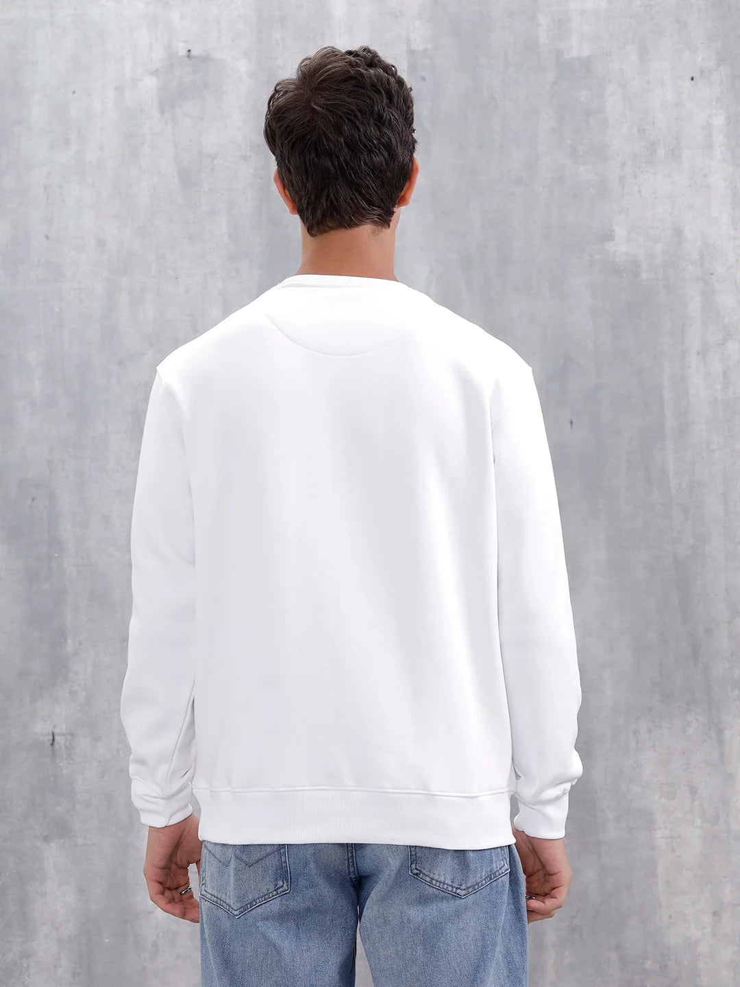 Wrogn Graphic Printed Comfort Fit Sweatshirt | Ecru Melange