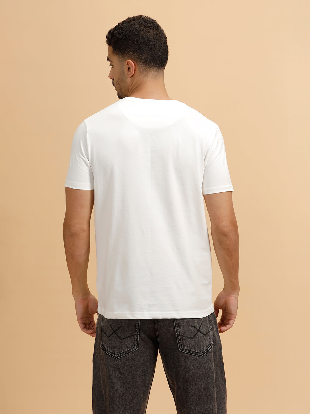 Minimal Cut-Out Logo Slim Fit T-Shirt | White