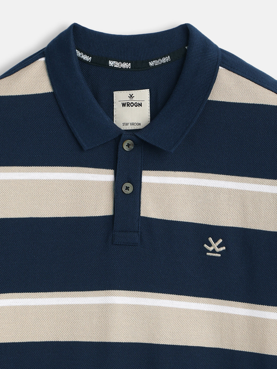 Yarn Dyed Striped Polo T-Shirt | Navy Blue
