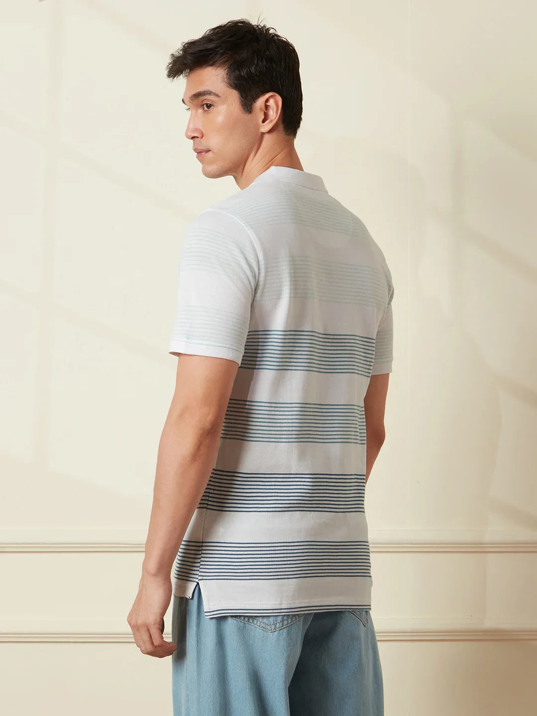 Yarn Dyed Ombre Polo T-Shirt | Navy Blue