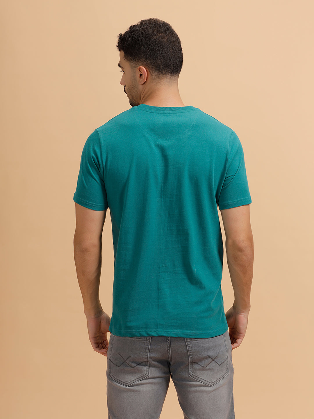 Spiral Motion Placement Printed T-Shirt | Teal