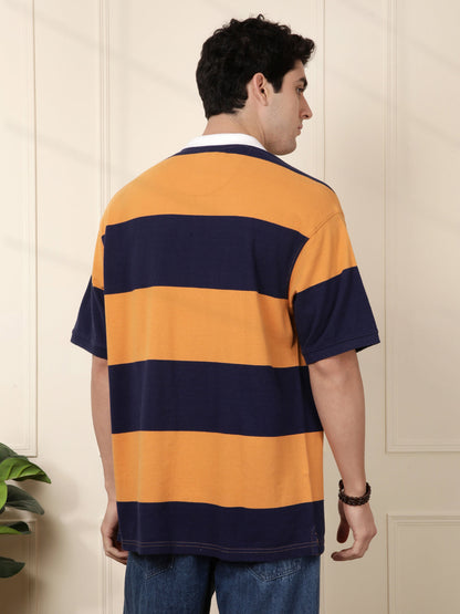 Bold Stripes Oversized Polo T-Shirt
