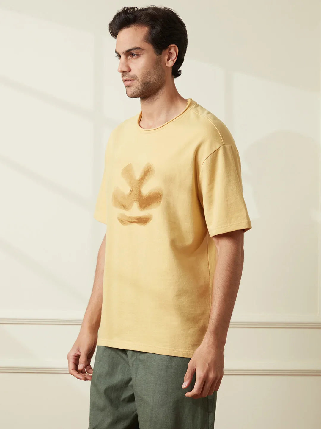 Heavy GSM Blur Logo T-Shirt | Khaki