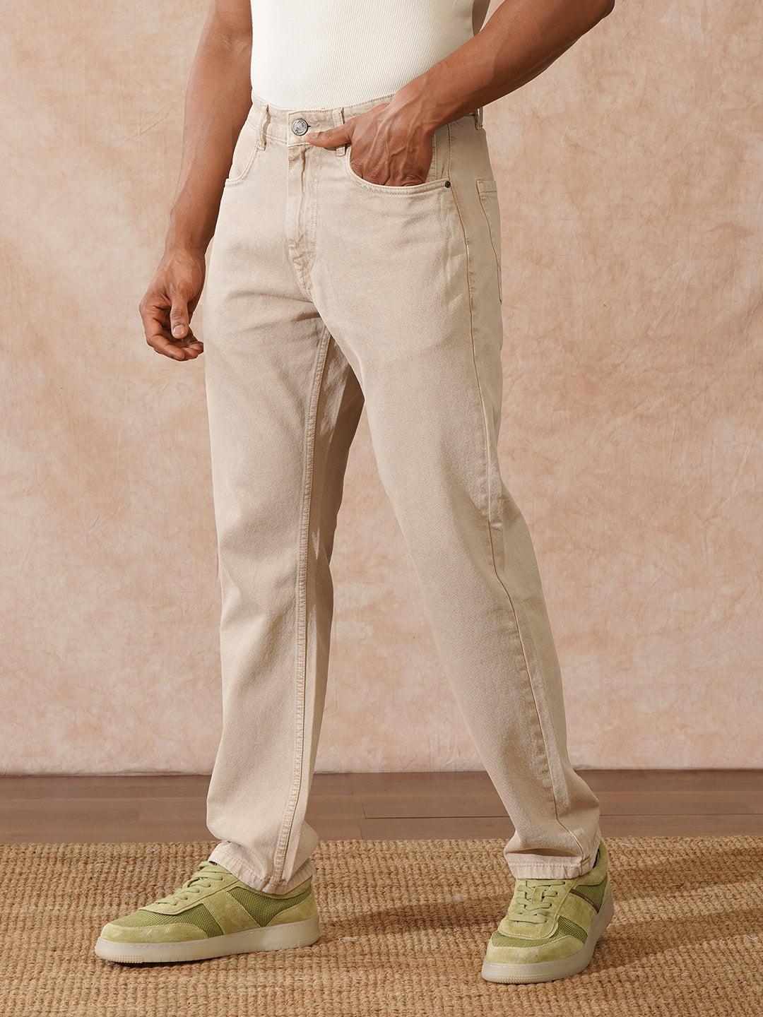 Casual Relaxed Fit Jeans | Beige