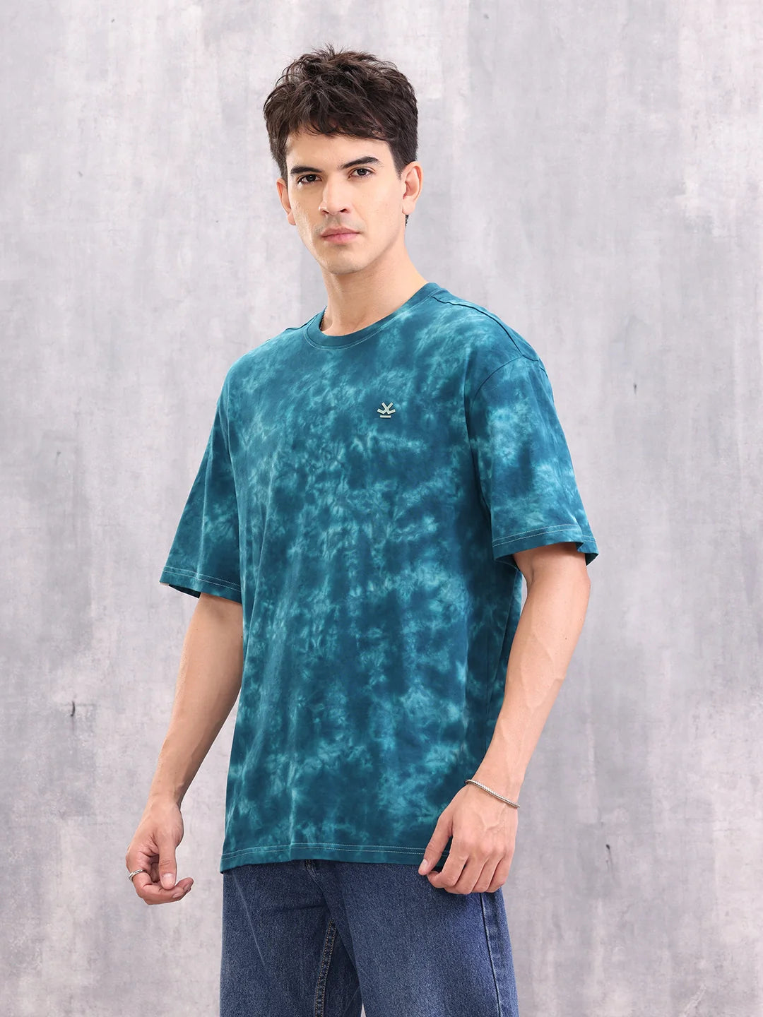 Retro Look Tie And Dye Oversized Fit T-shirt | Blue