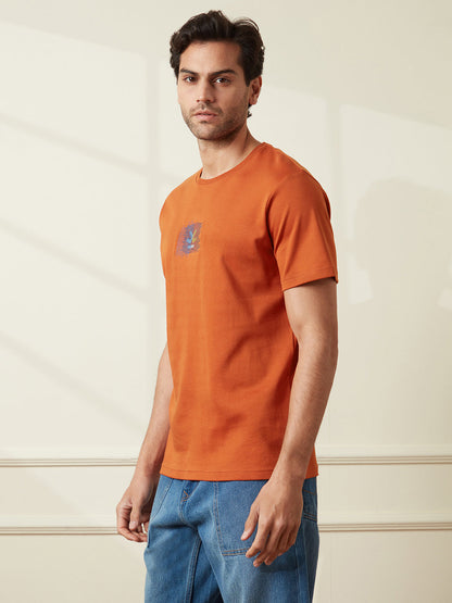 Embroidered Slim Fit T-Shirt | Rust