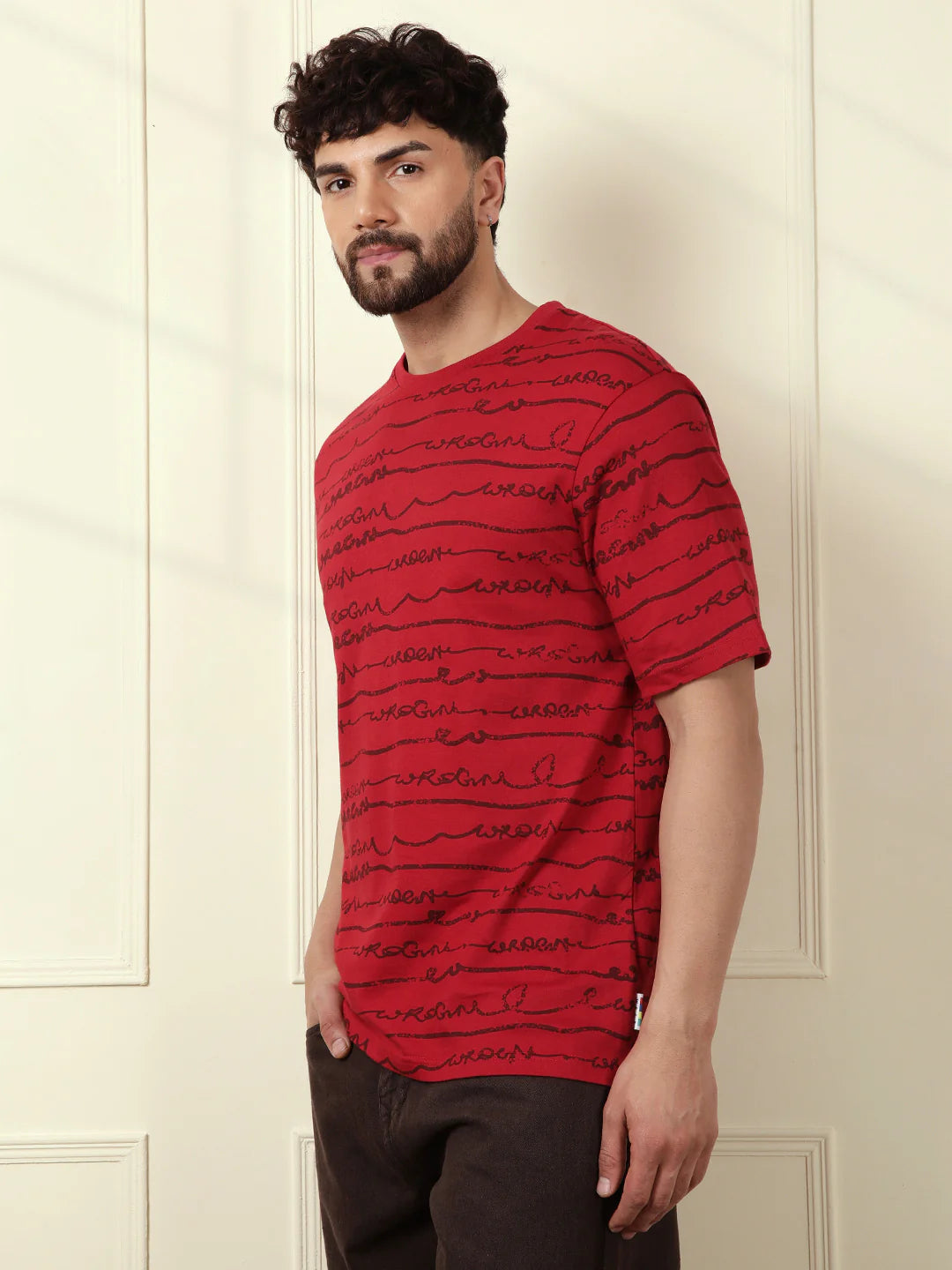 Typographic Red Crew Neck T-Shirt