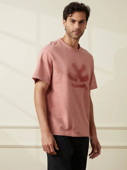 Heavy GSM Blur Logo T-Shirt | Pink