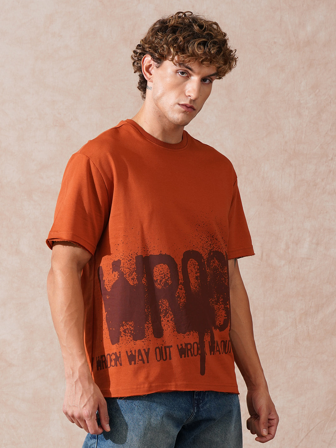 Heavy GSM Distressed Oversized Fit T-Shirt | Orange