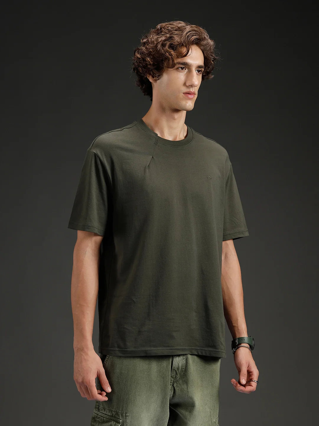 Wrogn Solid Oversized Tshirt | Green