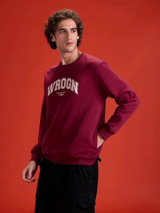 Wrogn Graphic Printed Comfort Fit Sweatshirt | Maroon