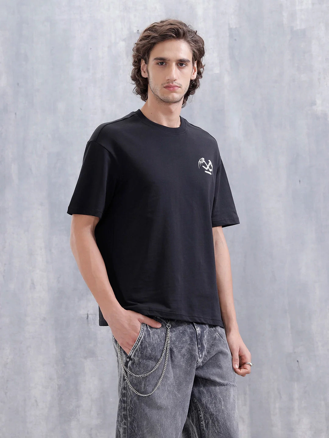 Bizarre Elements Inspired Oversized Back Print T-Shirt | Black