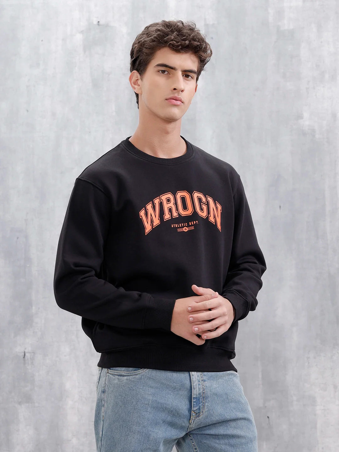 Wrogn Graphic Printed Comfort Fit Sweatshirt | Black