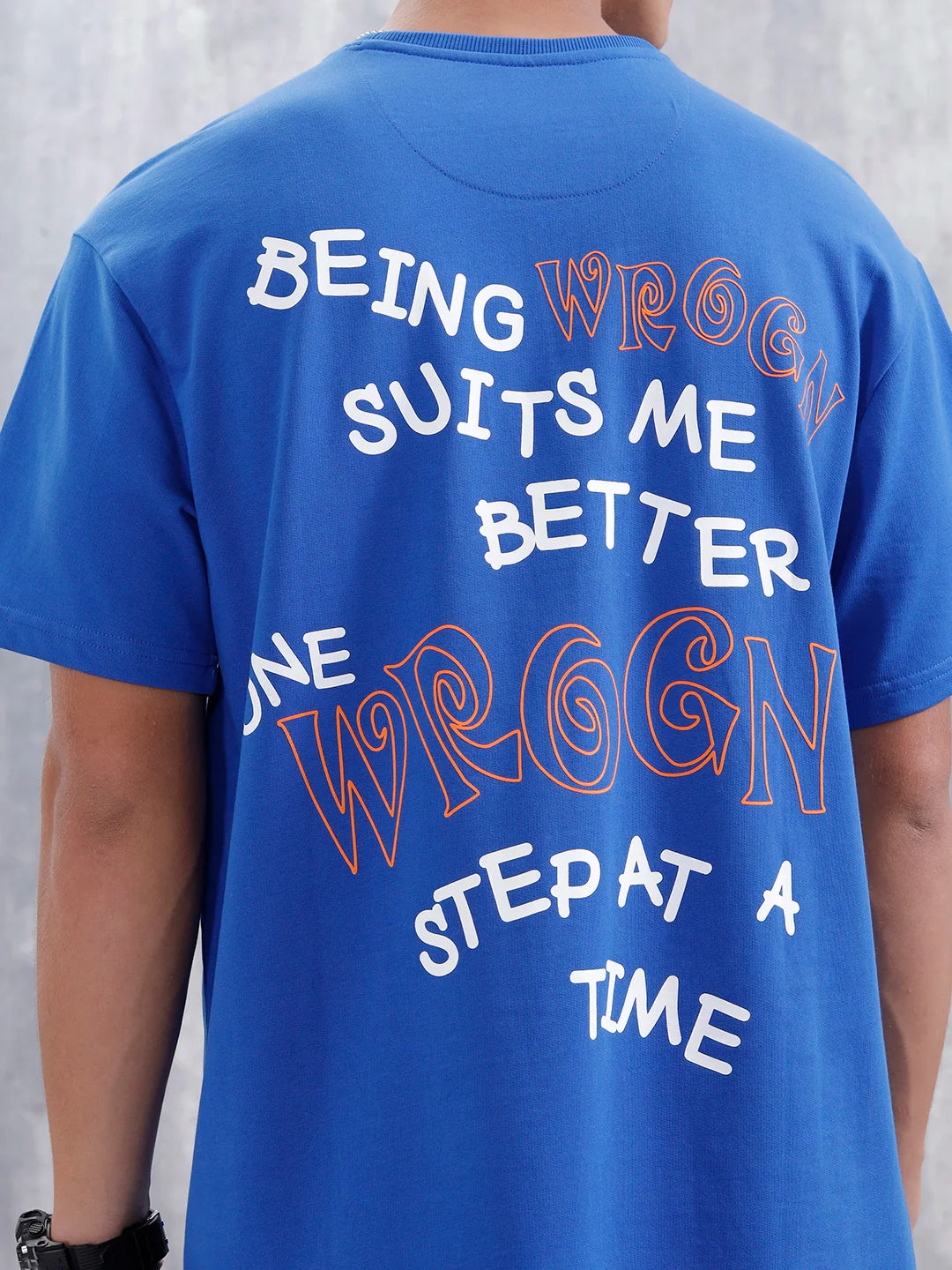 Casual Men Oversized Fit Tee With Graphic | Blue