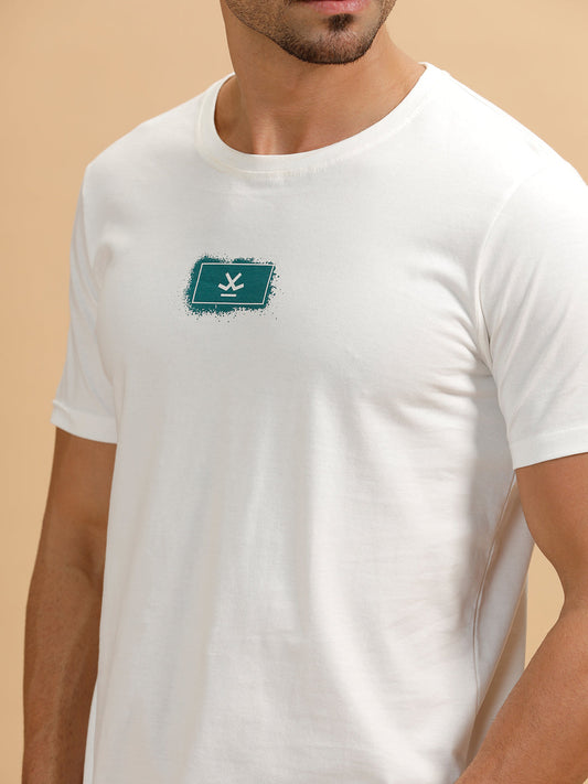 Minimal Cut-Out Logo Slim Fit T-Shirt | White
