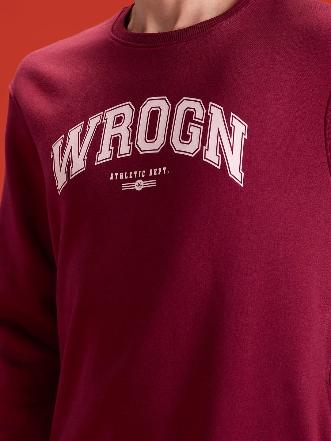 Wrogn Graphic Printed Comfort Fit Sweatshirt | Maroon
