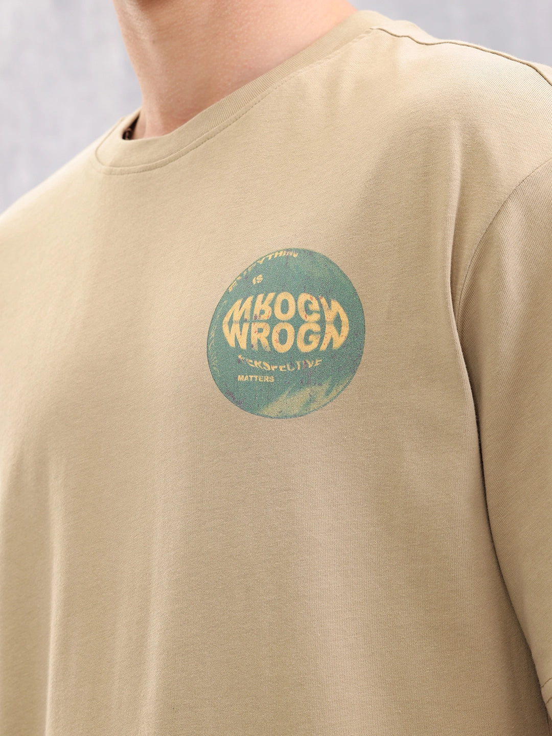 Graphic Printed Oversized Fit T-shirt | Khaki