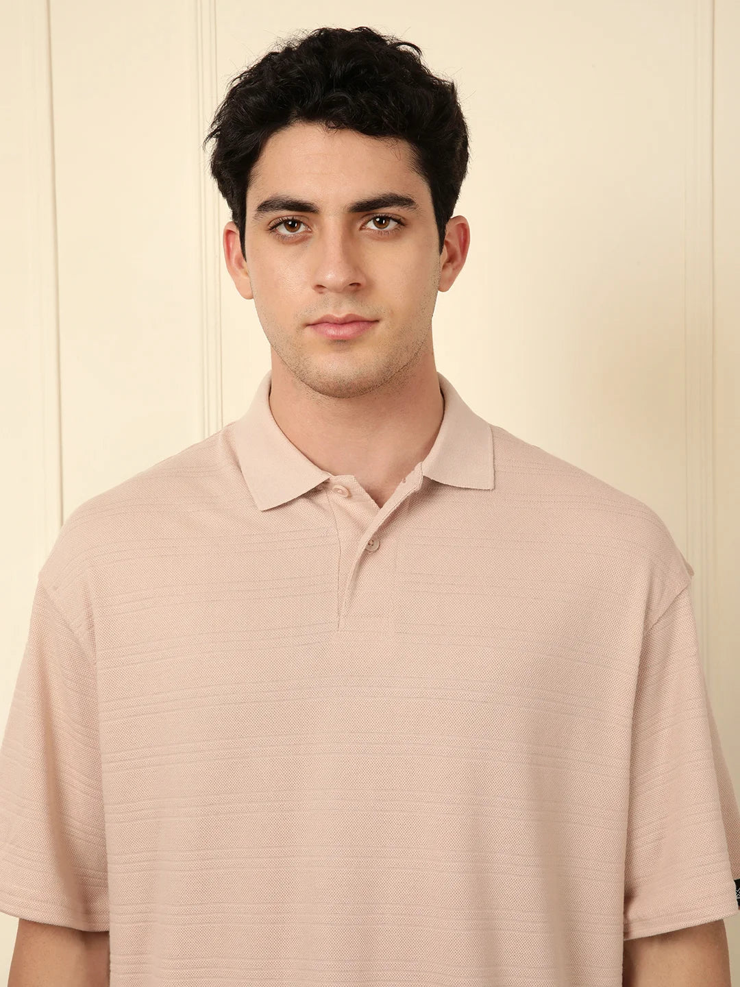 Bold Textured Oversized Polo T-Shirt