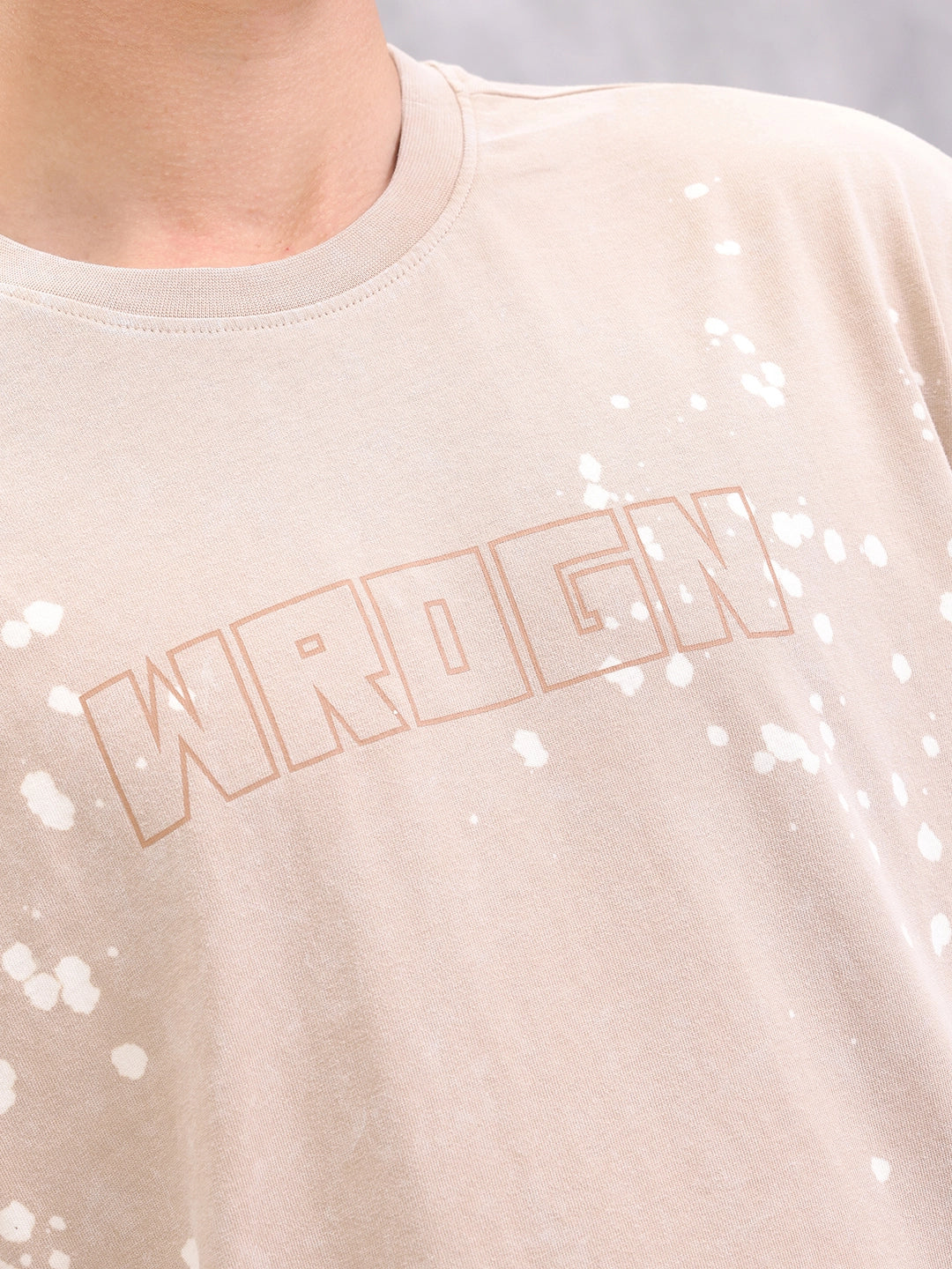 Retro Washed Effect Oversized Fit T-shirt | Beige