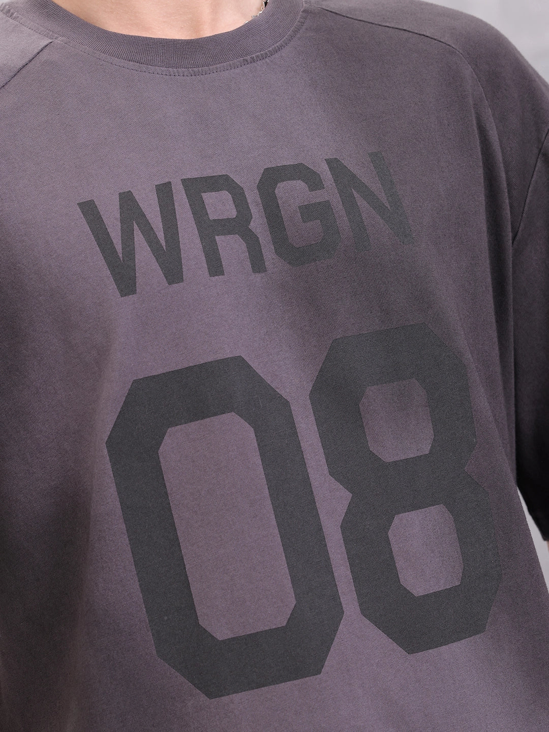 Washed Raglan Sleeve Oversized Men T-shirt | Dark Grey