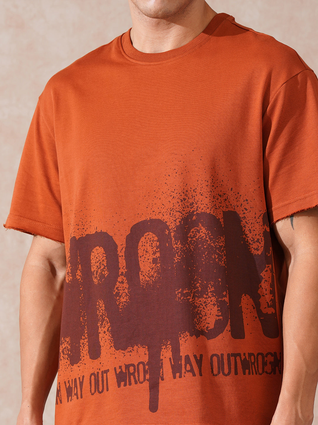 Heavy GSM Distressed Oversized Fit T-Shirt | Orange