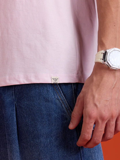 Casual Men Oversized Fit Tee With Graphic | Pink