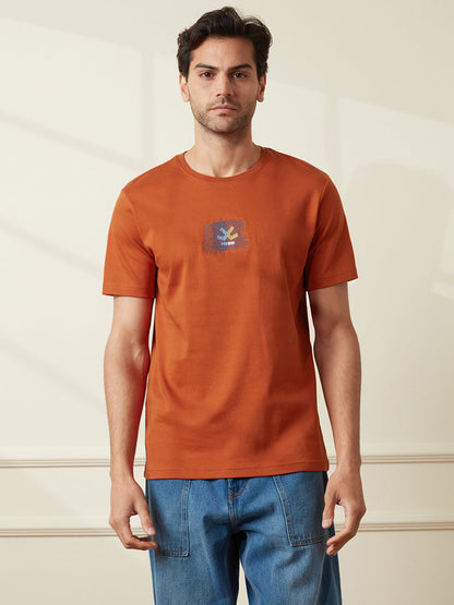 Embroidered Slim Fit T-Shirt | Rust