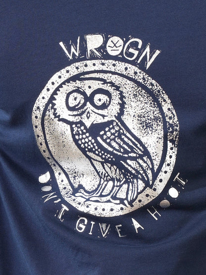 Foil Printed Slim Fit T-Shirt  | Navy Blue