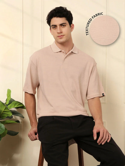 Bold Textured Oversized Polo T-Shirt