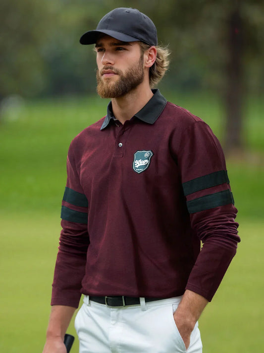 Heavy GSM Varsity Polo T-Shirt | Maroon