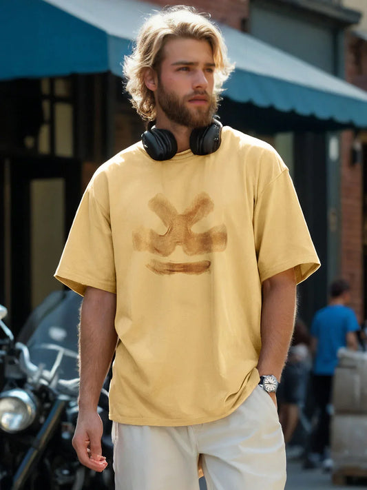 Heavy GSM Blur Logo T-Shirt | Khaki