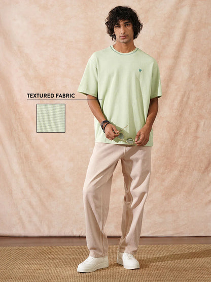 Textured Waffle Knit T-Shirt | Sage