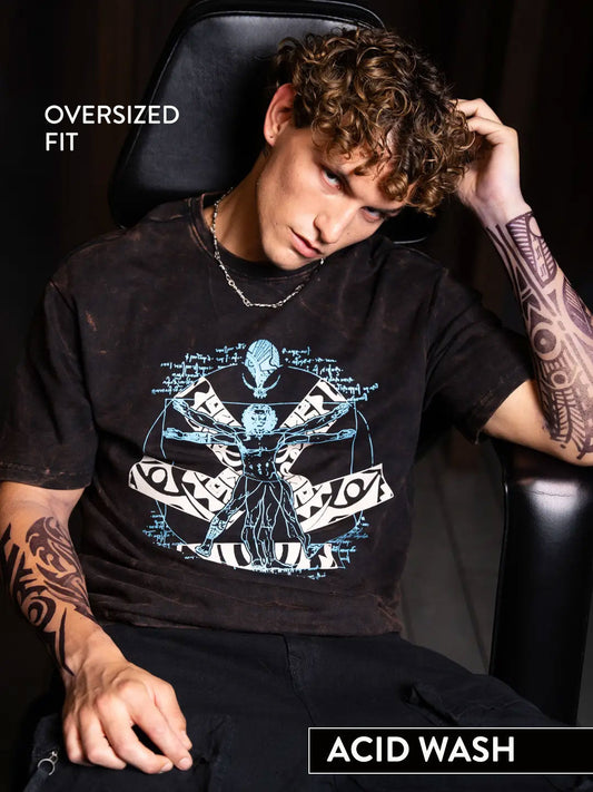 Wrogn X Aliens - The Vitruvian Man | Black T-Shirt