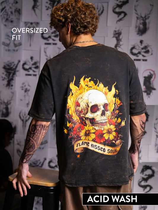 Wrogn X Aliens - Flame Kissed Skull | Black T-Shirt